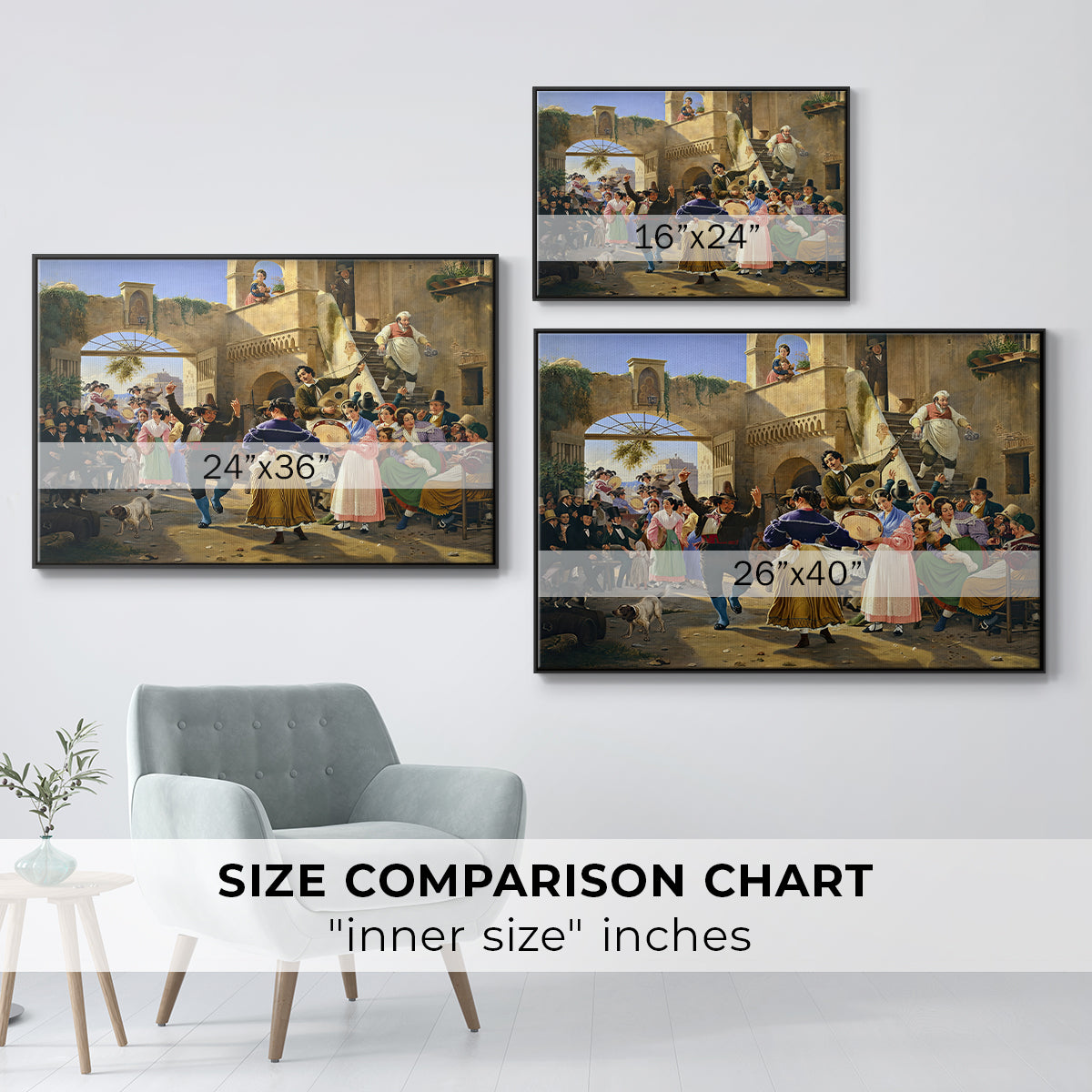 Romans Gathered for Merriment at an Osteria, 1839 - Floater Framed Canvas Print