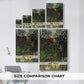 Size comparison chart for canvas art prints, showing multiple size options.