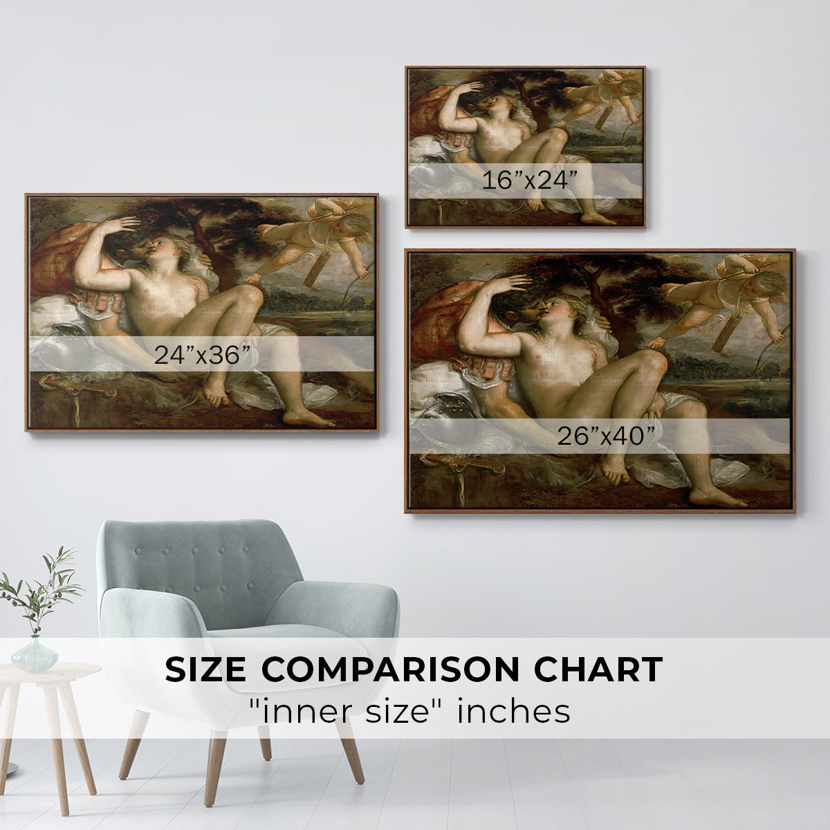 Mars, Venus and Cupid, c. 1530 - Floater Framed Canvas Print