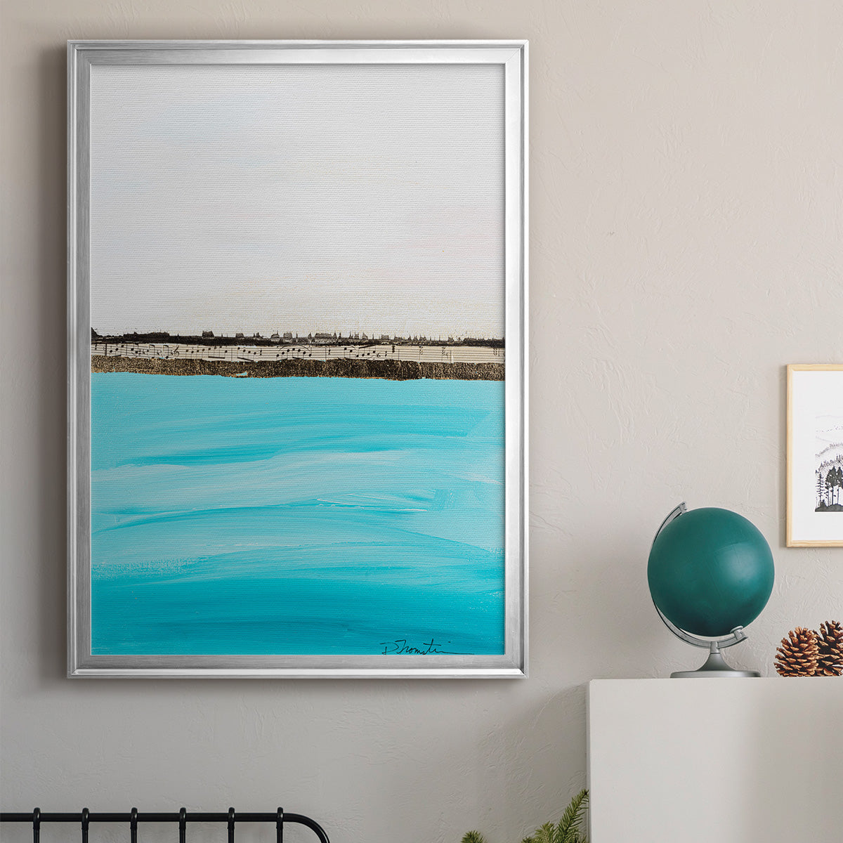 Harmony in Turquiose - Modern Framed Canvas Print