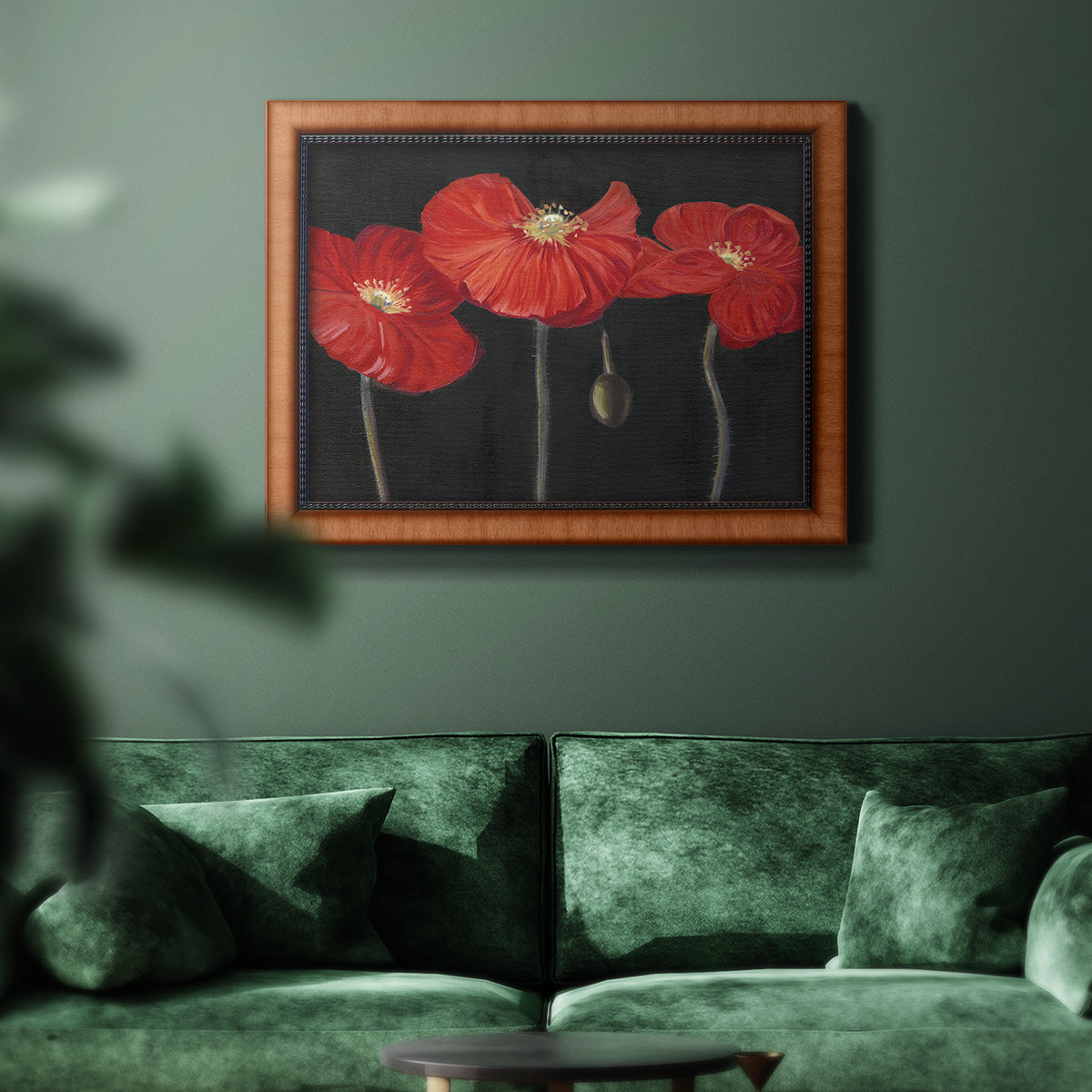 Poppy Trio I Premium Framed Canvas- Ready to Hang