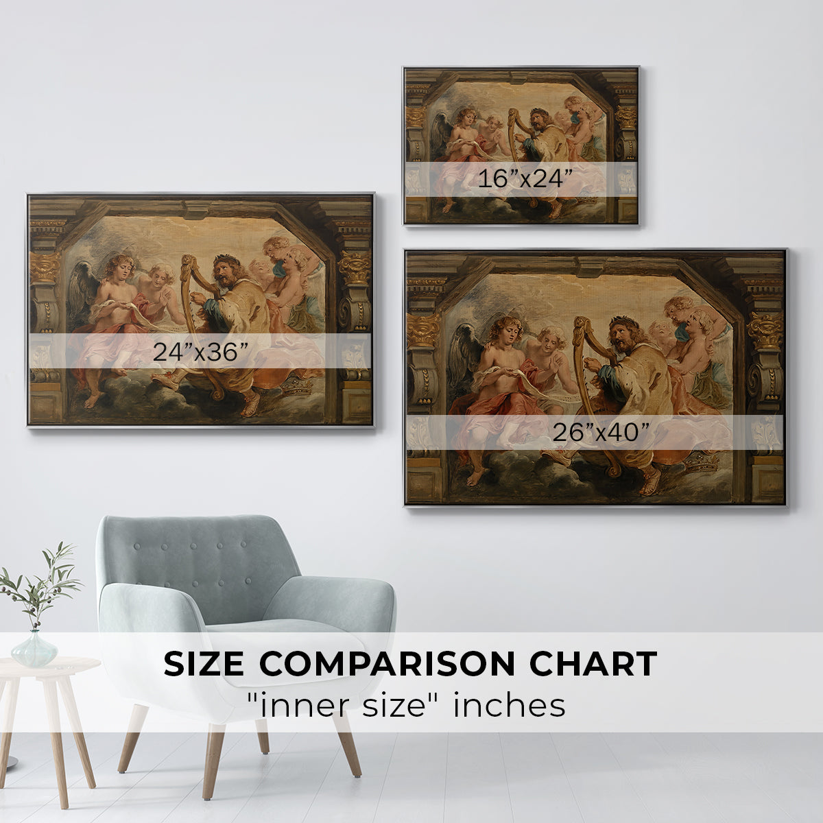 King David Playing the Harp, c. 1627-1628 - Floater Framed Canvas Print