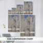 Size comparison chart for canvas art prints, showing multiple size options.