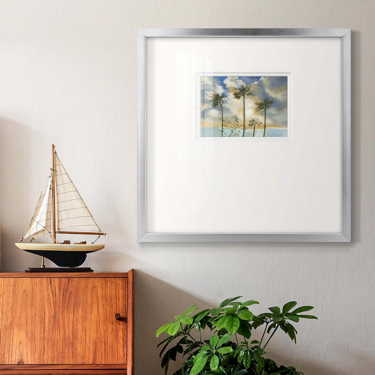 Palms in the Wind Premium Framed Print Double Matboard