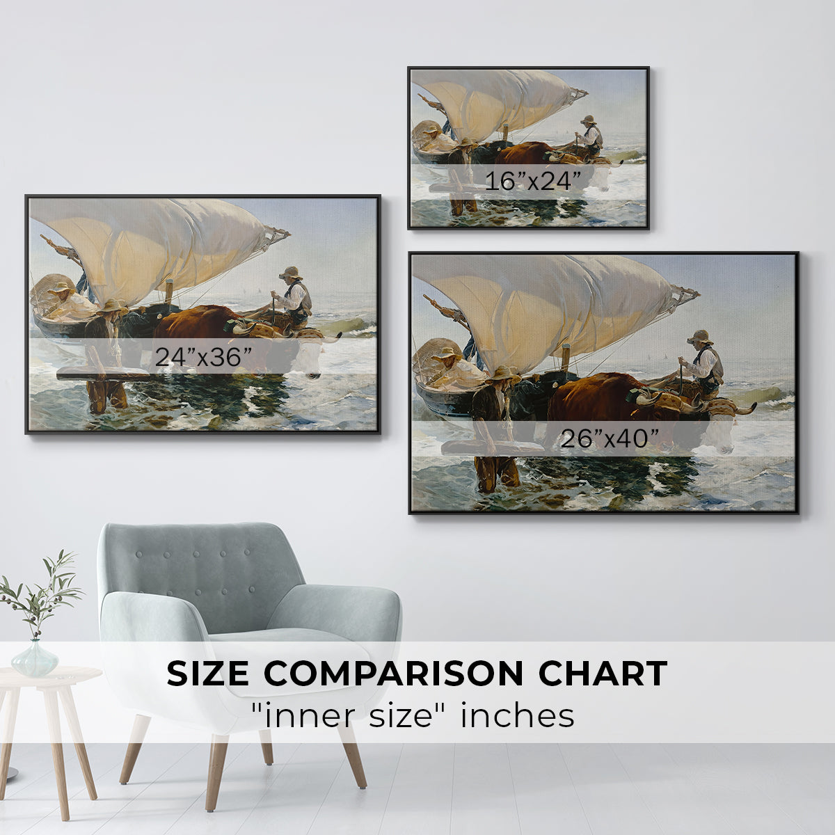 The Return from Fishing: Hauling the Boat, 1894 - Floater Framed Canvas Print
