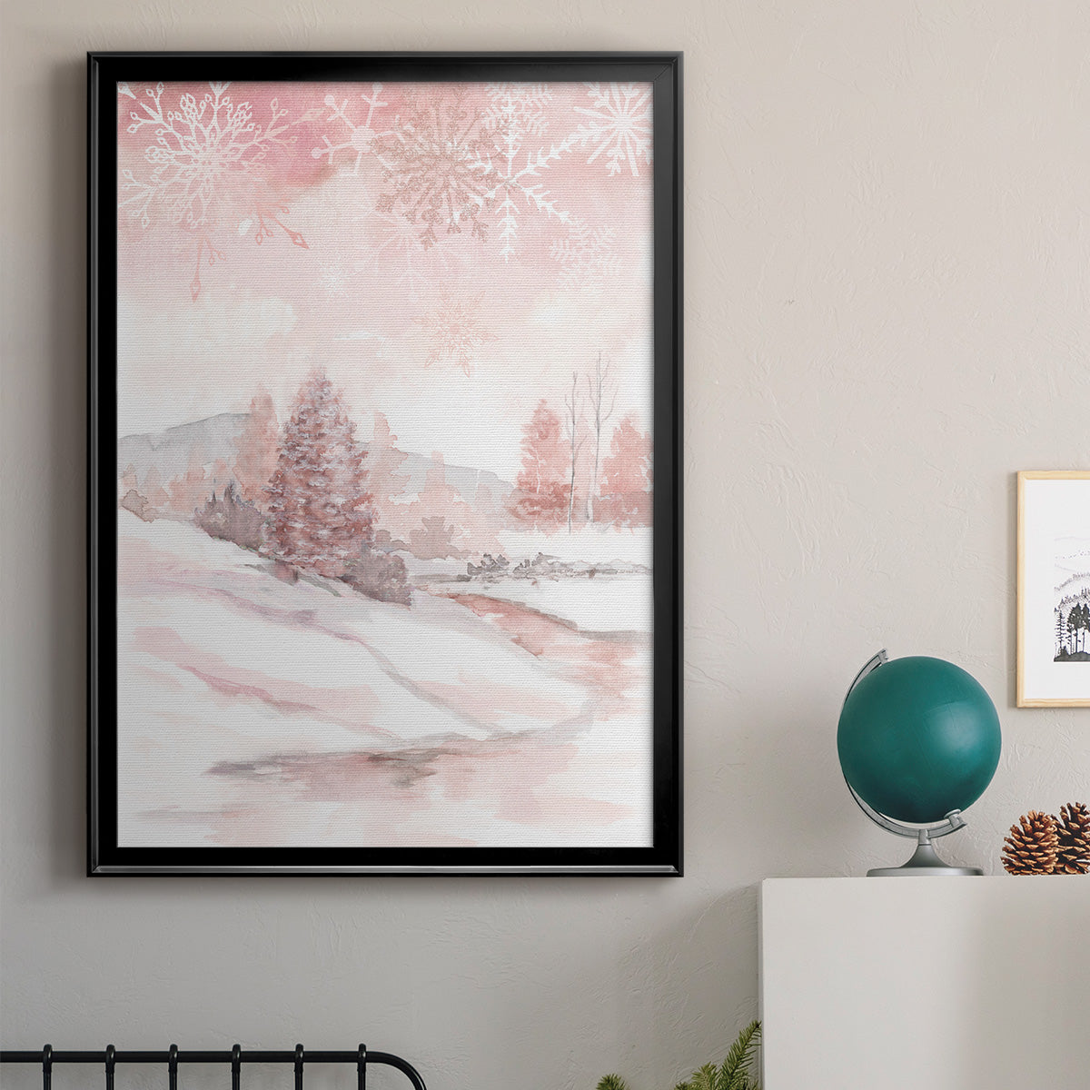 Blush Winter - Modern Framed Canvas Print