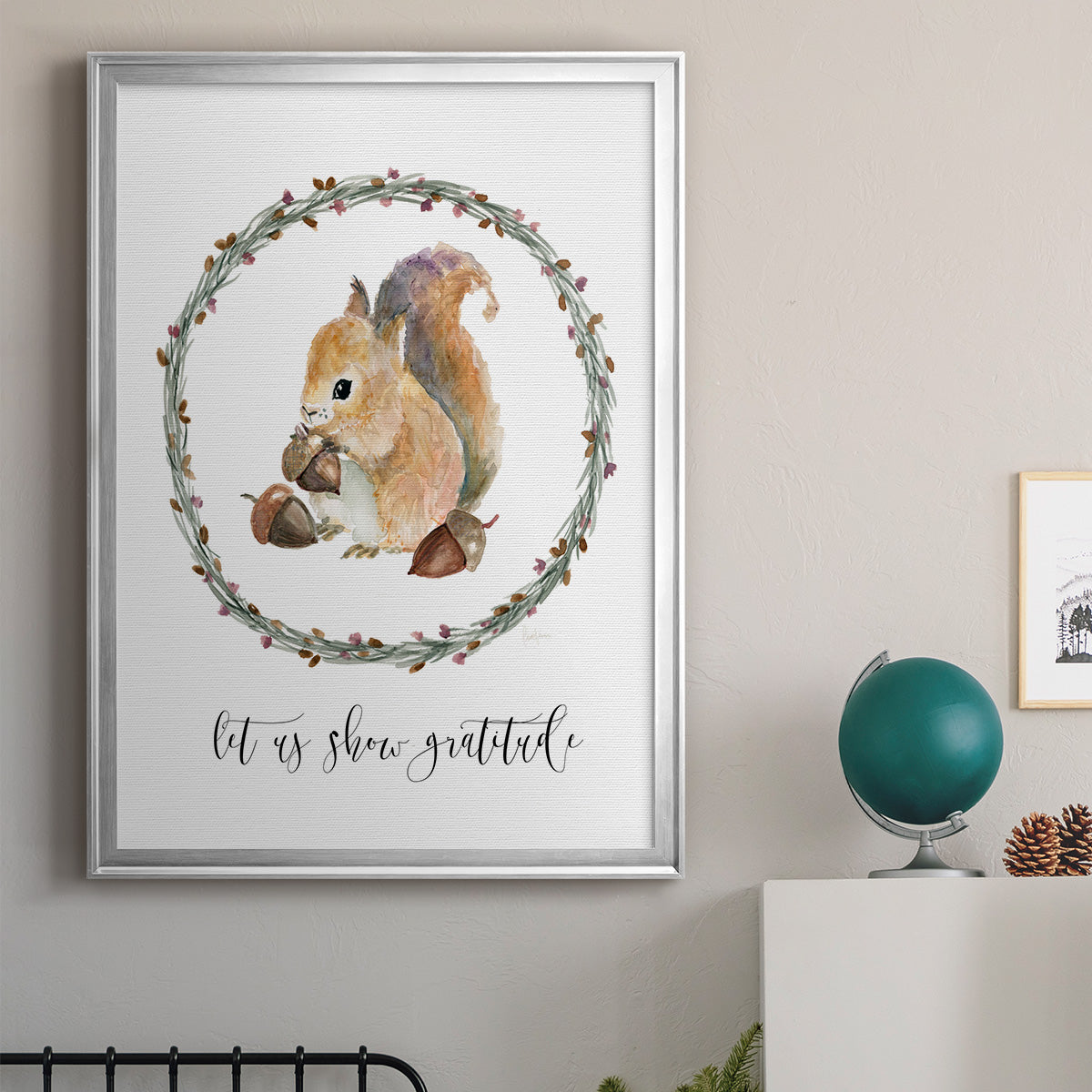 Harvest Home Squirrel - Modern Framed Canvas Print