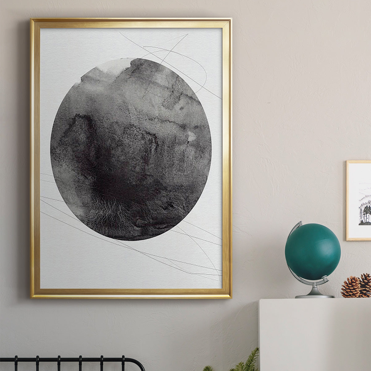 Graphite Moon I - Modern Framed Canvas Print