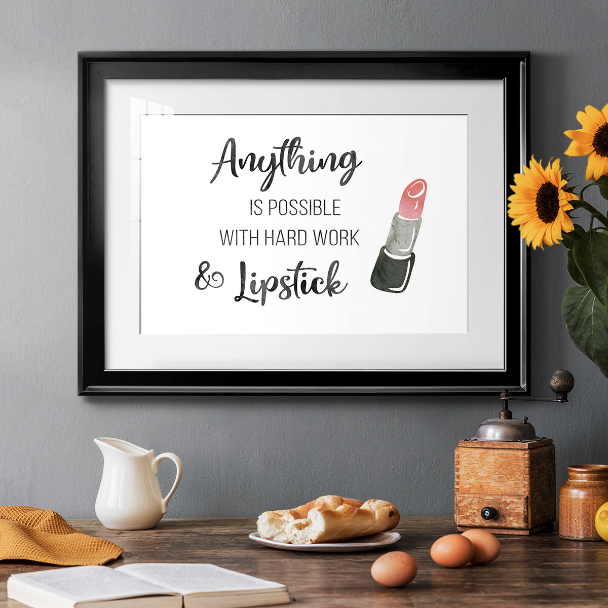Hard Work and Lipstick - Modern Framed Art Print