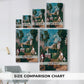 Size comparison chart for canvas art prints, showing multiple size options.