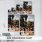 Size comparison chart for canvas art prints, showing multiple size options.