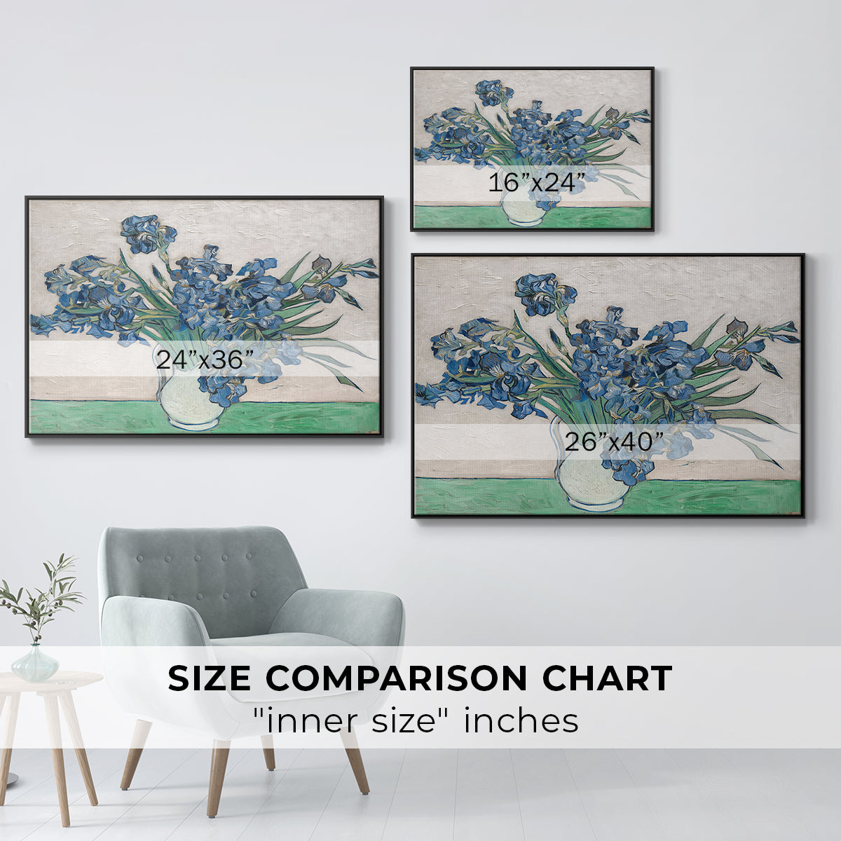 Irises, 1890 - Floater Framed Canvas Print