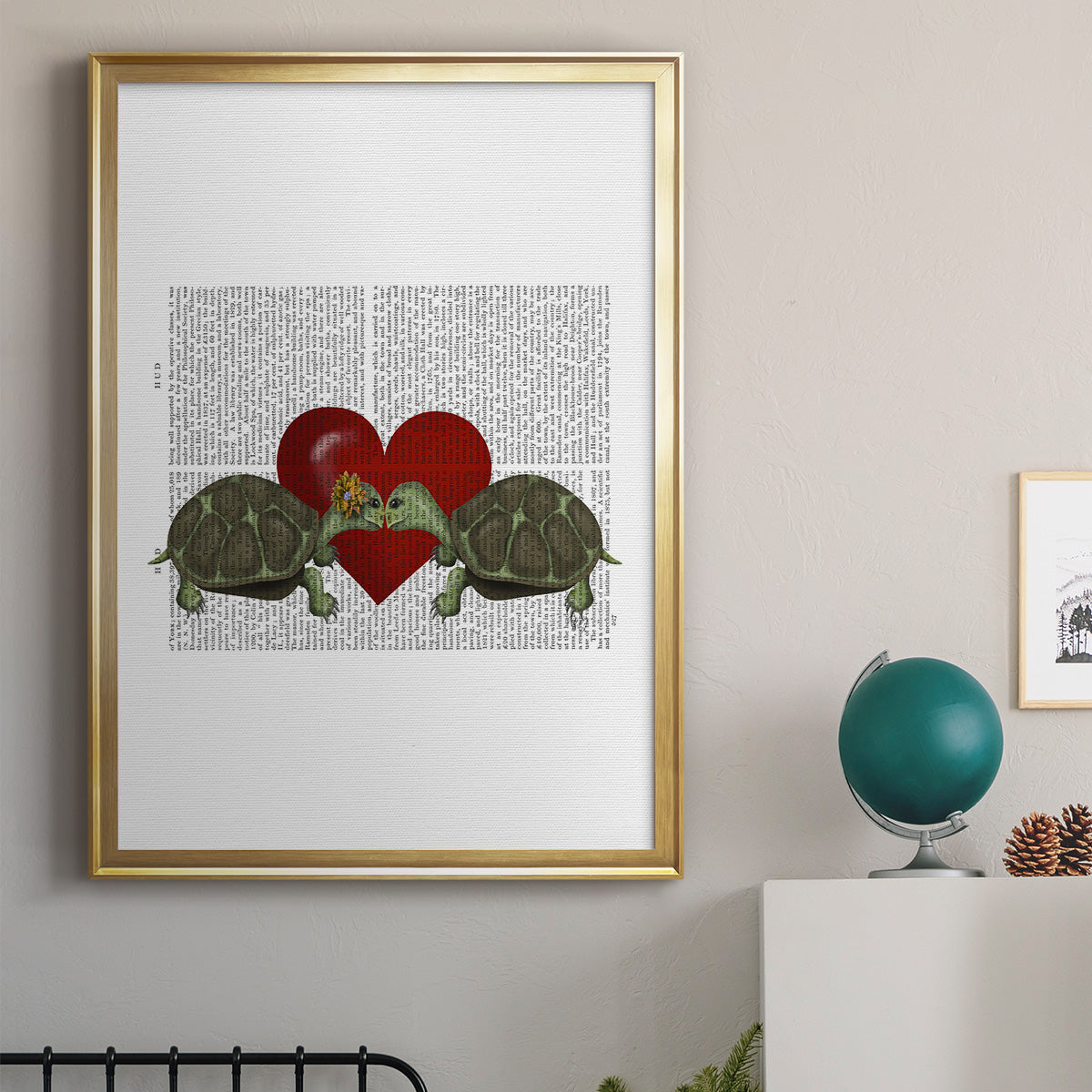 Turtle Kiss - Modern Framed Canvas Print