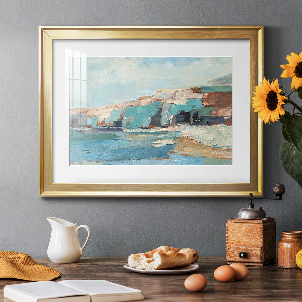 Turquoise Cliff Wall II Premium Framed Print - Ready to Hang