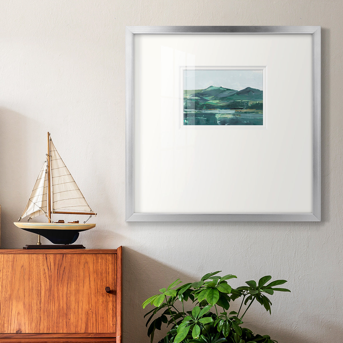 Green Grey Mountains II Premium Framed Print Double Matboard