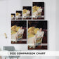 Size comparison chart for canvas art prints, showing multiple size options.