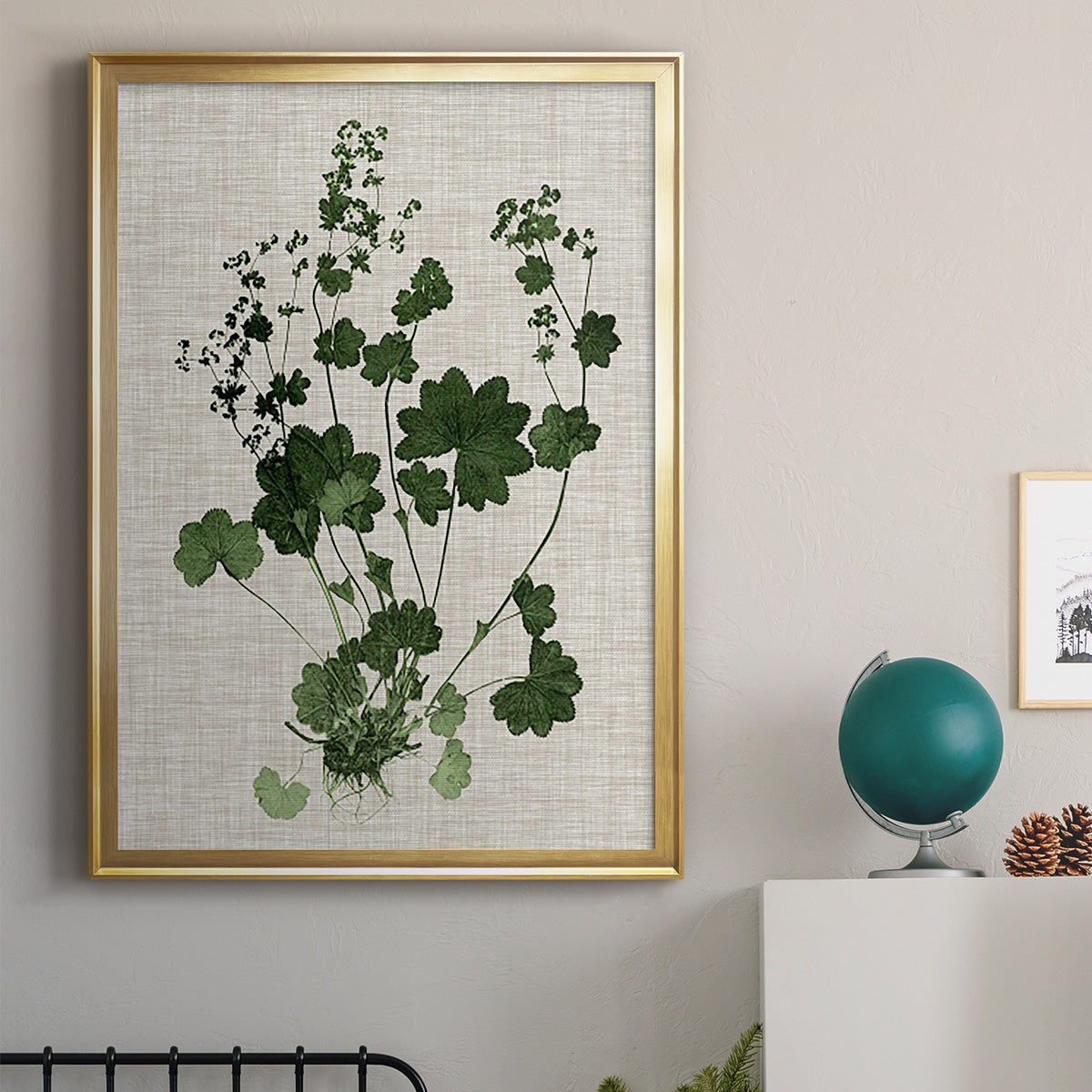 Forest Foliage on Linen III - Modern Framed Canvas Print