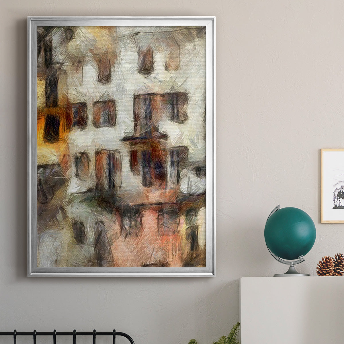 Stacked Houses III - Modern Framed Canvas Print