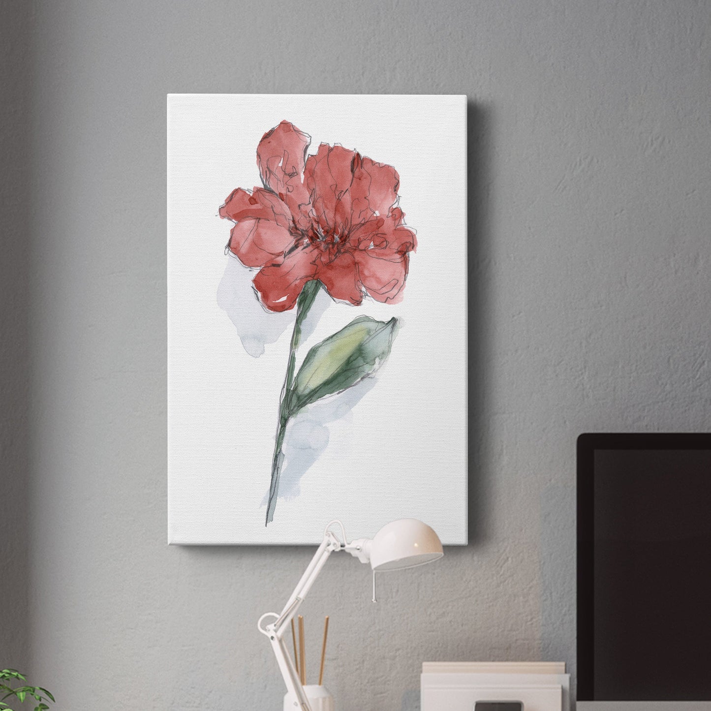 Watercolor Floral Contour IV Premium Gallery Wrapped Canvas - Ready to Hang