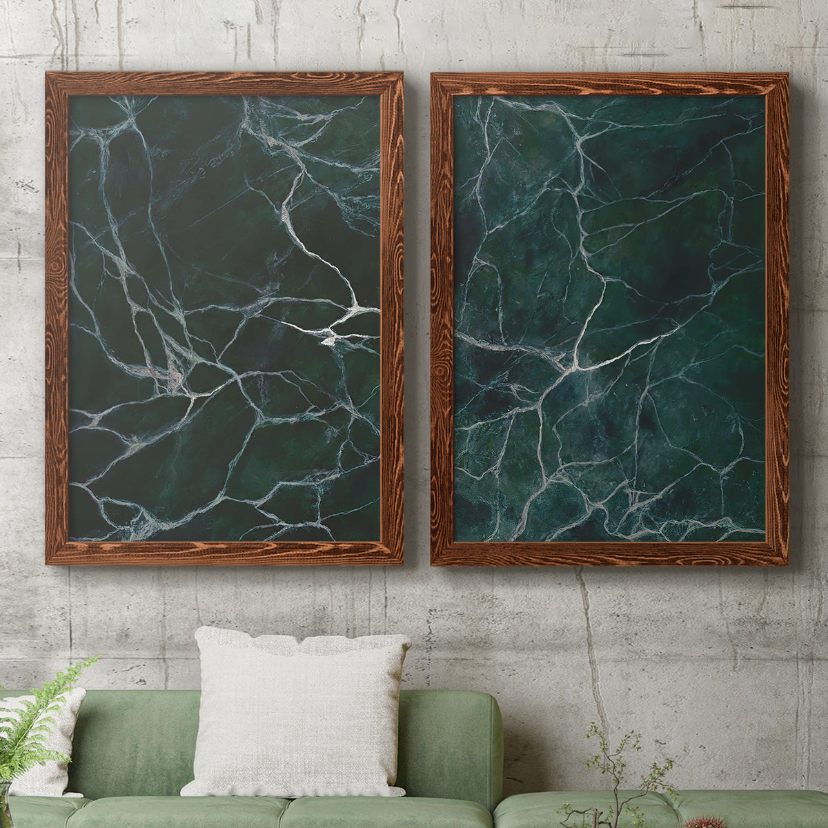 Jade Marble I - Premium Framed Canvas 2 Piece Set - Ready to Hang