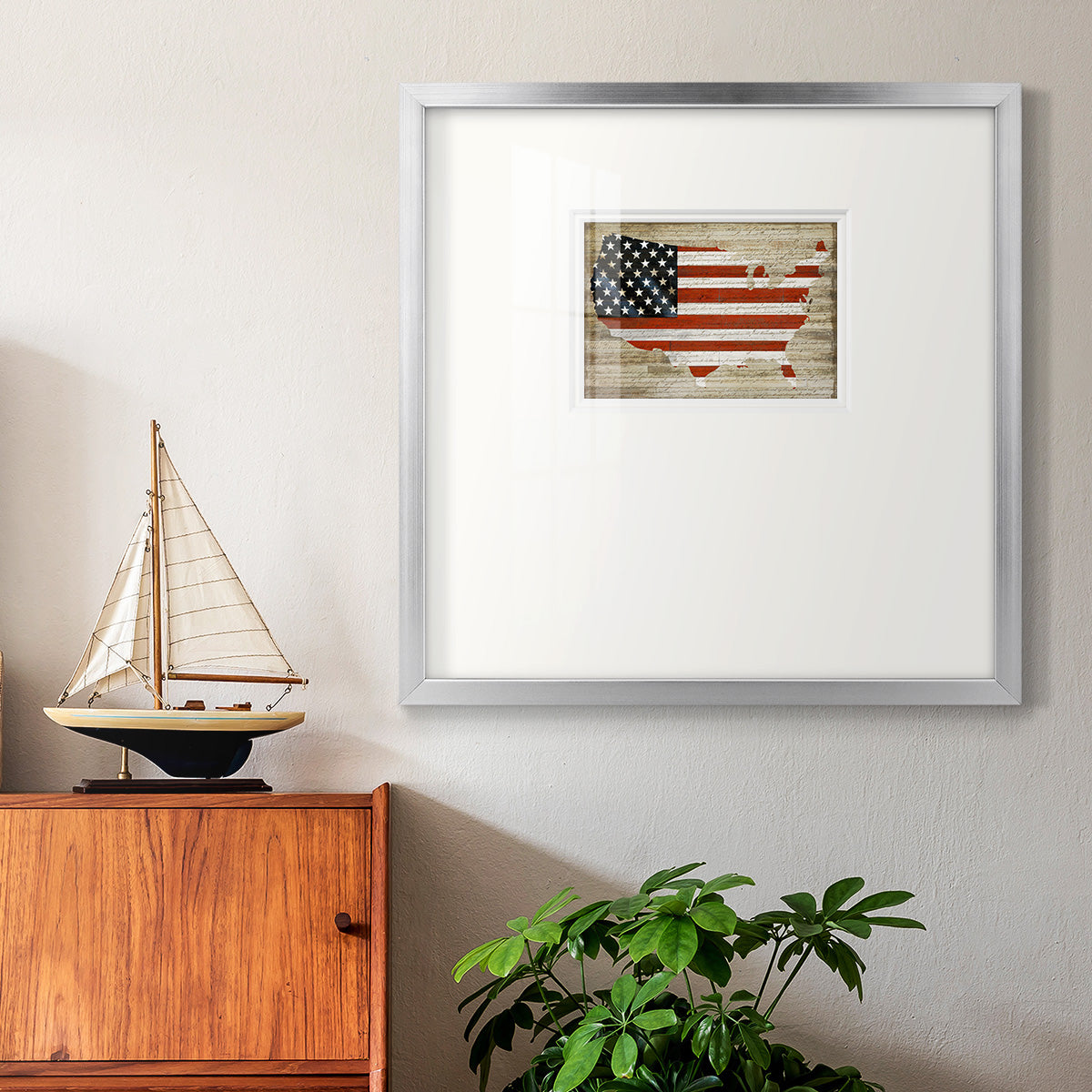 American Flag Premium Framed Print Double Matboard