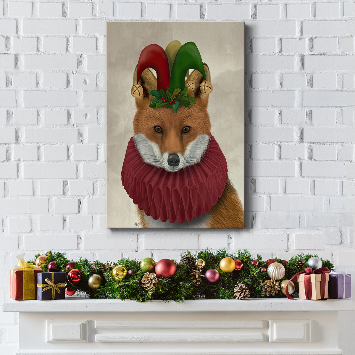 Christmas Foxy Christmas Fool - Gallery Wrapped Canvas