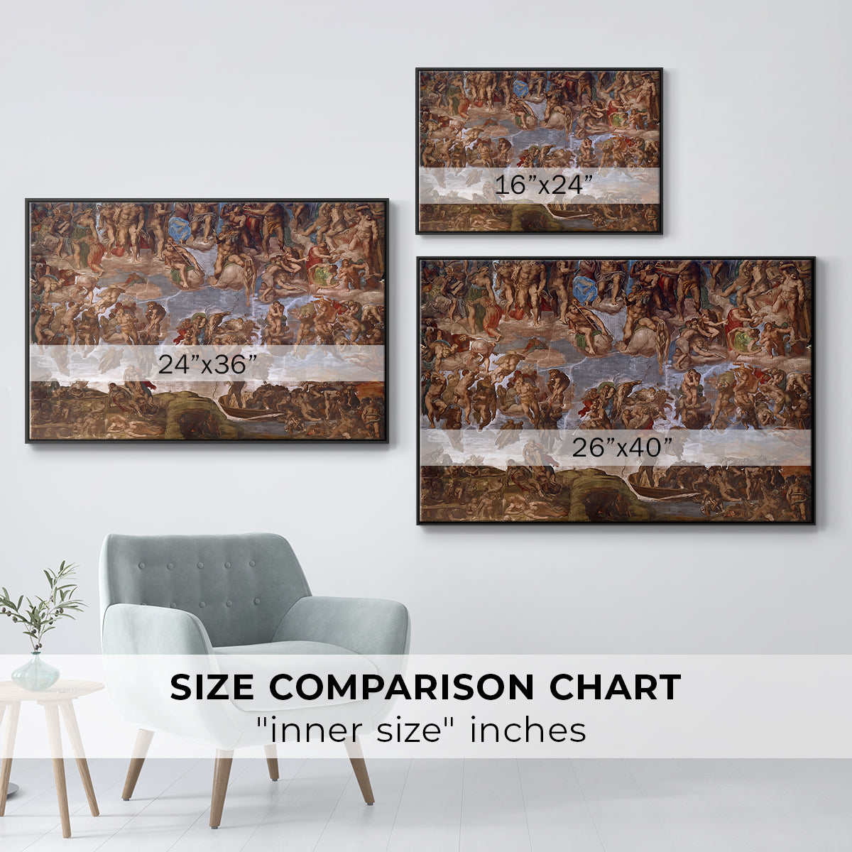The Last Judgment (Charon's Boat and the Damned), 1536-1541 - Floater Framed Canvas Print