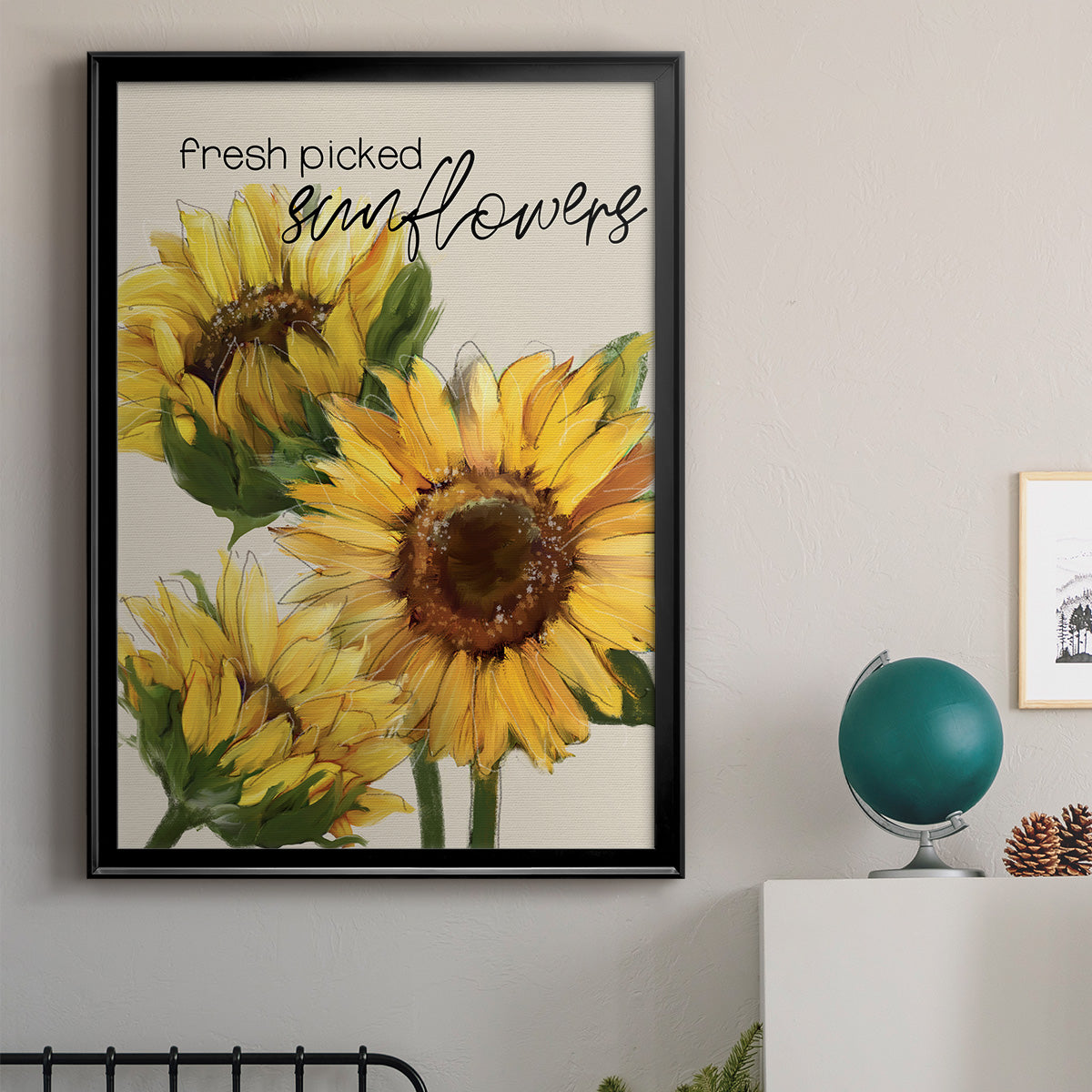 Fresh Picked Sunflowers - Modern Framed Canvas Print