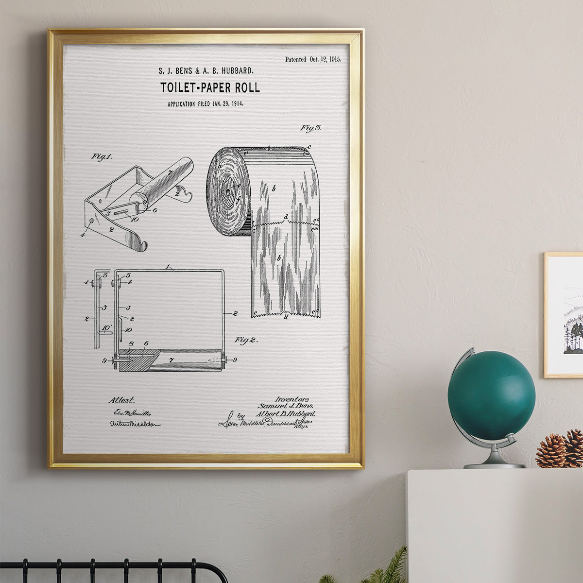 Toilet Paper Patent I - Modern Framed Canvas Print