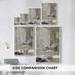 Size comparison chart for canvas art prints, showing multiple size options.