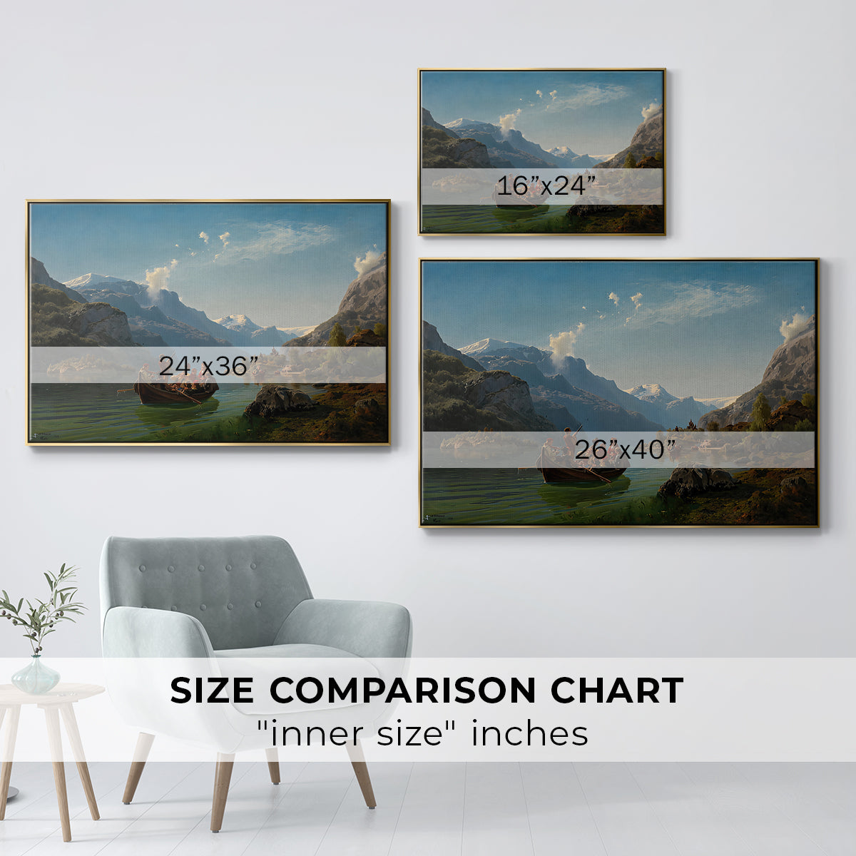 Bridal Procession on the Hardangerfjord, 1848 - Floater Framed Canvas Print