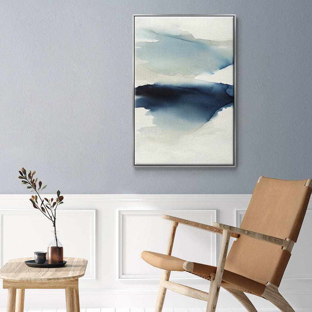 Waves I - Framed Premium Gallery Wrapped Canvas L Frame - Ready to Hang