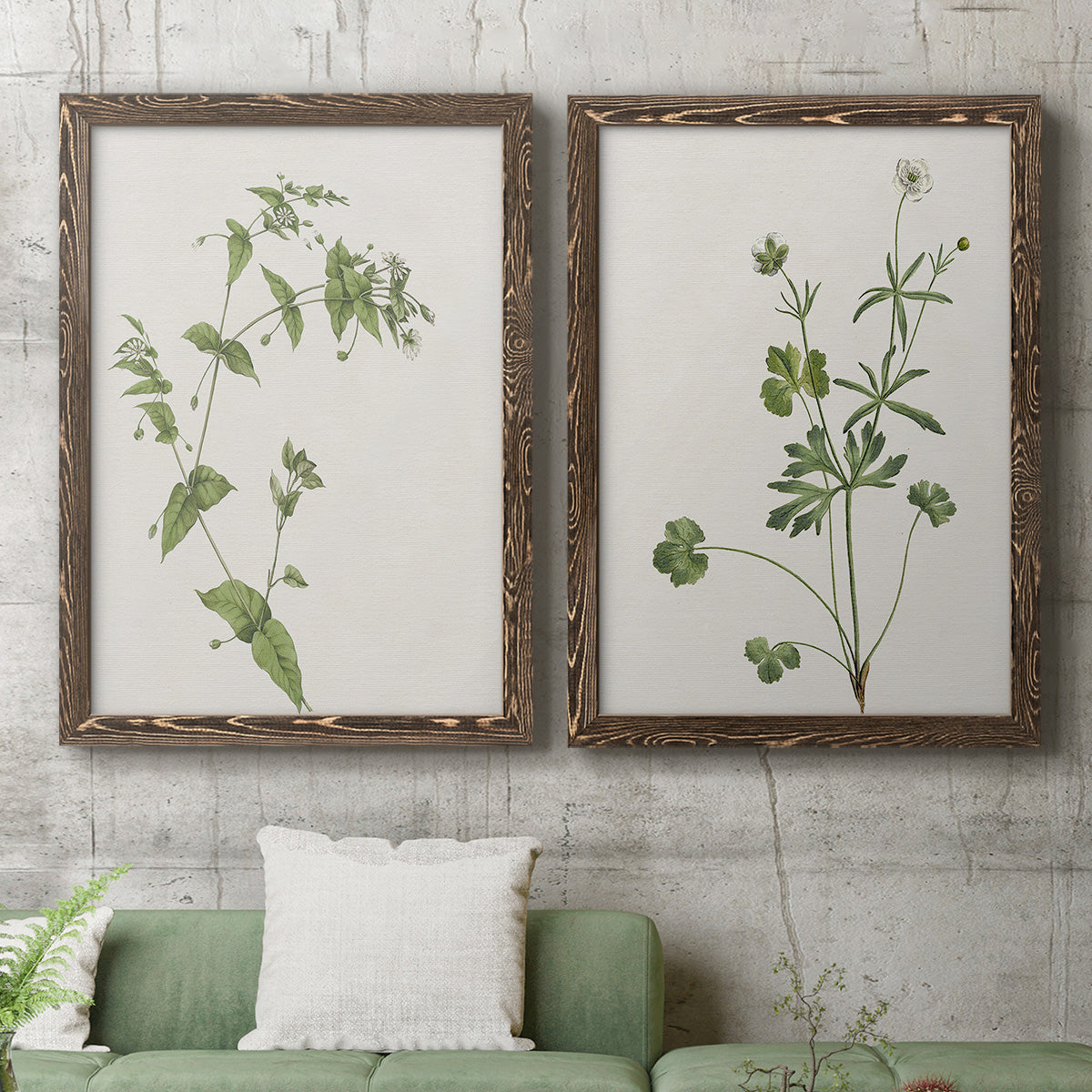 Wispy Botanical I - Premium Framed Canvas 2 Piece Set - Ready to Hang