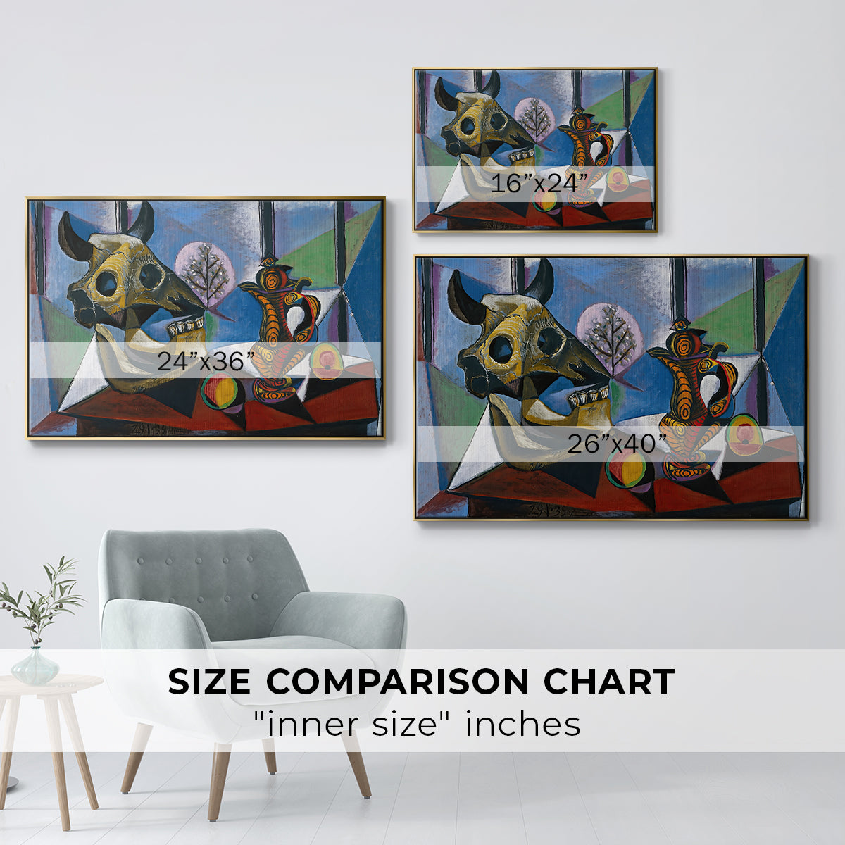 Still Life with Bull's Skull, 1939 - Floater Framed Canvas Print