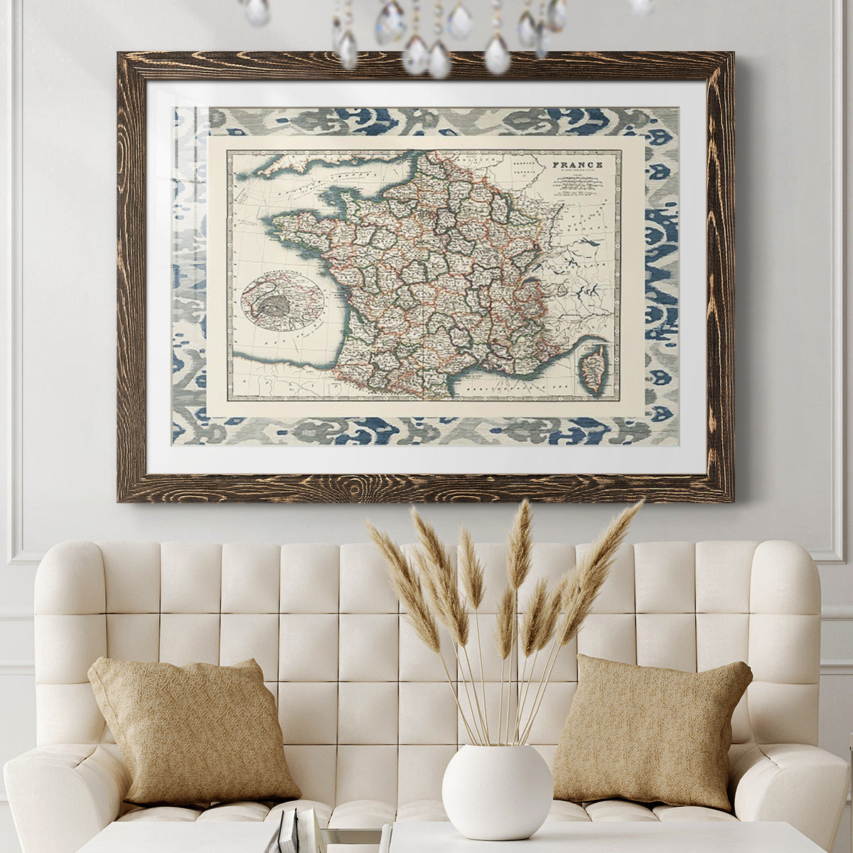 Bordered Map of France-Premium Framed Print - Ready to Hang