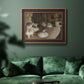 Impressionist ballet rehearsal scene by Edgar Degas in an ornate bronzed mahogany wood frame displayed in a dark-toned interior setting.