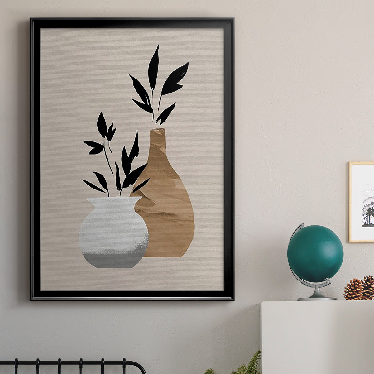 Simple Bud Vases I - Modern Framed Canvas Print
