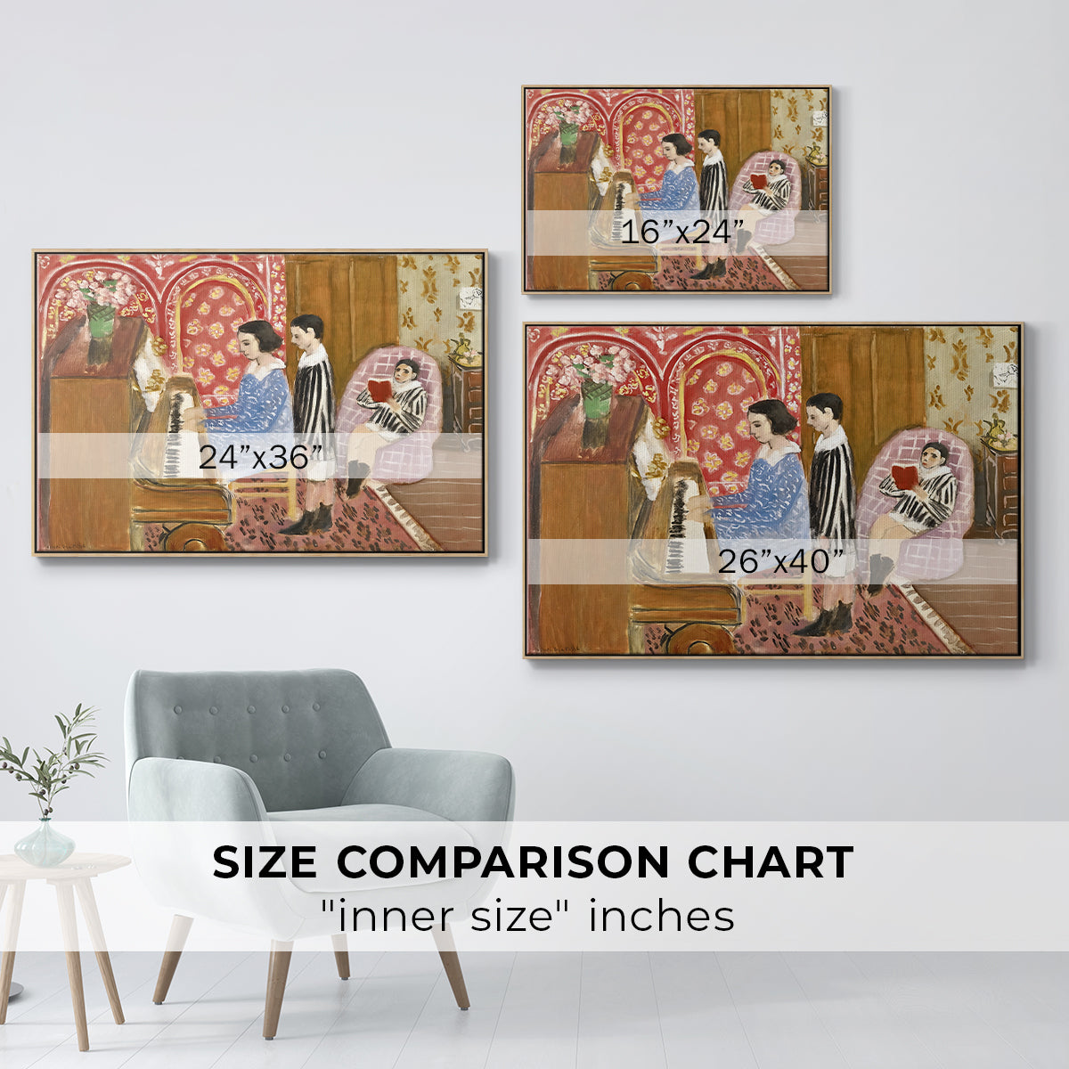 The Piano Lesson, 1923 - Floater Framed Canvas Print
