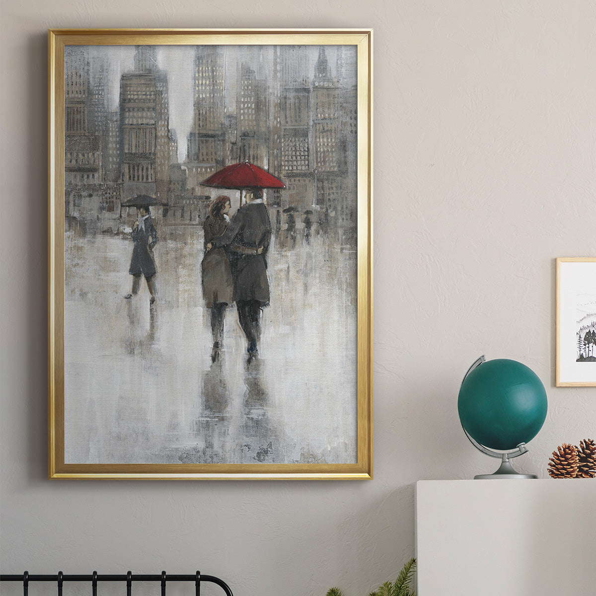 Rain in The City II - Modern Framed Canvas Print