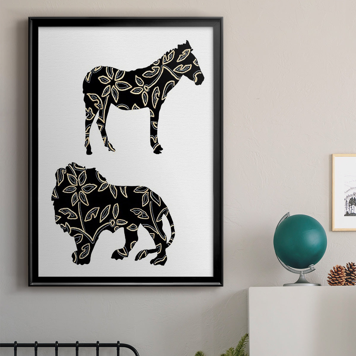 Ornamental Safari Animals I - Modern Framed Canvas Print