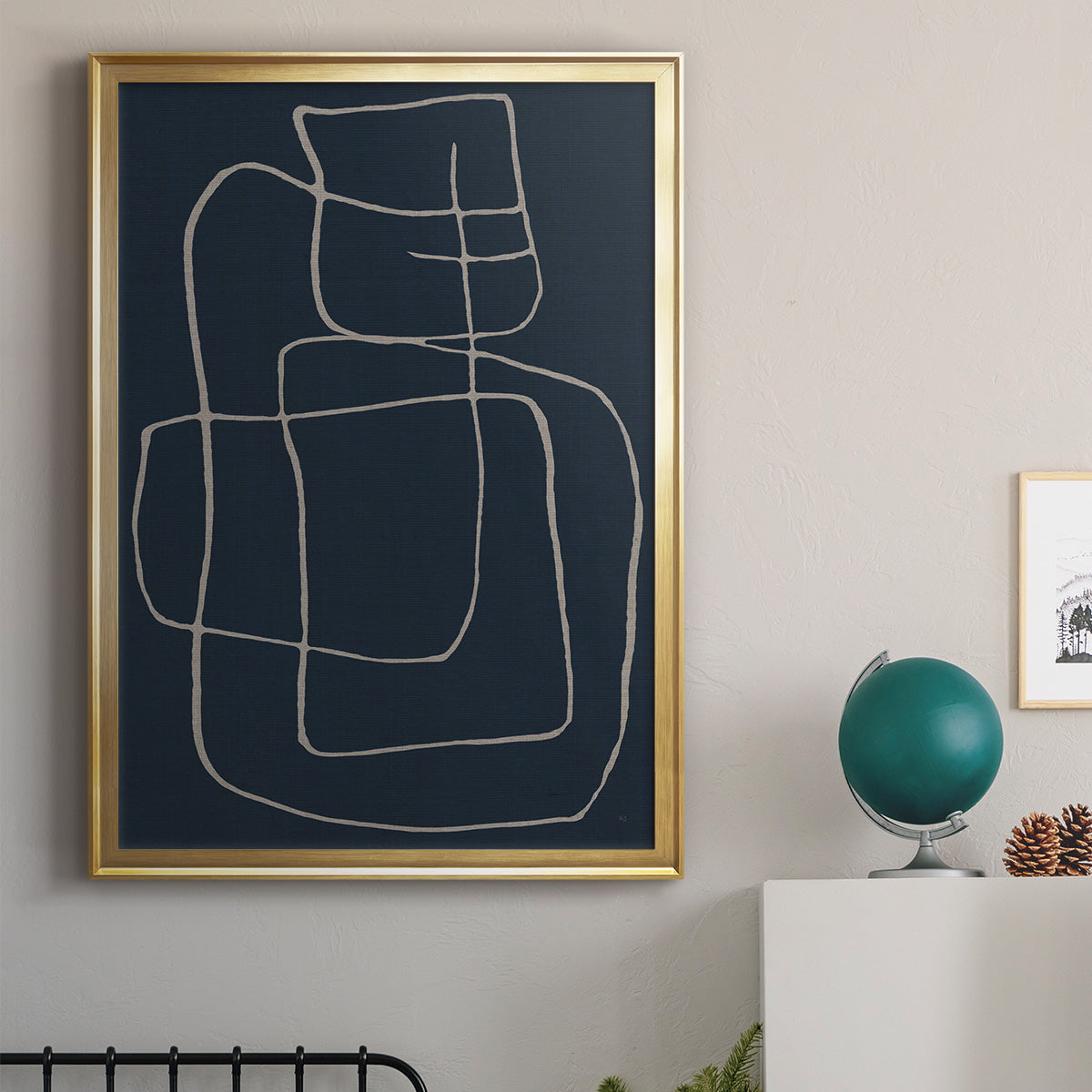 Shapes and Night Sky II - Modern Framed Canvas Print