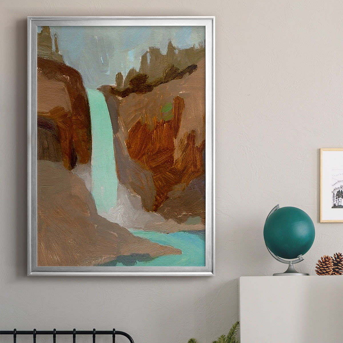 Turquoise Falls I - Modern Framed Canvas Print