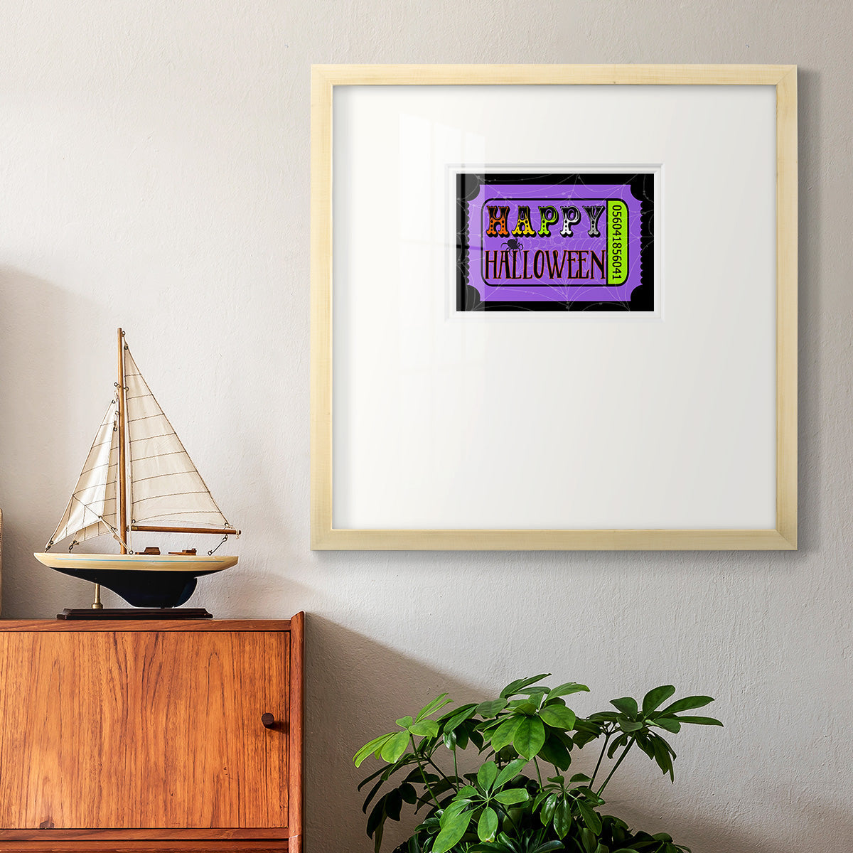 Happy Halloween Ticket Premium Framed Print Double Matboard