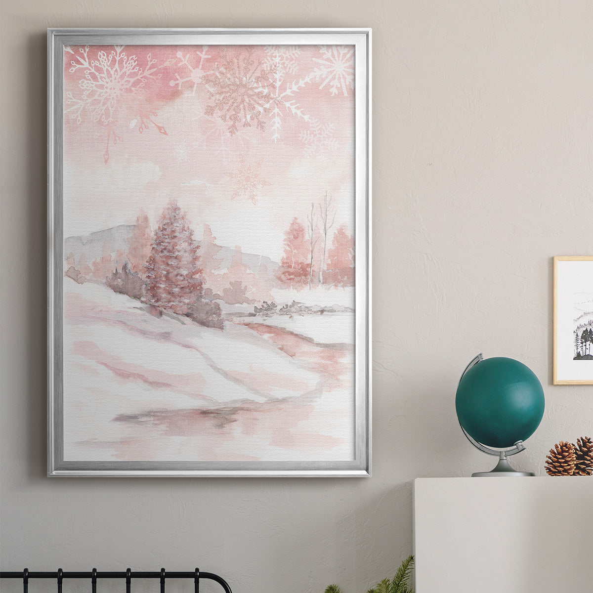 Blush Winter - Modern Framed Canvas Print
