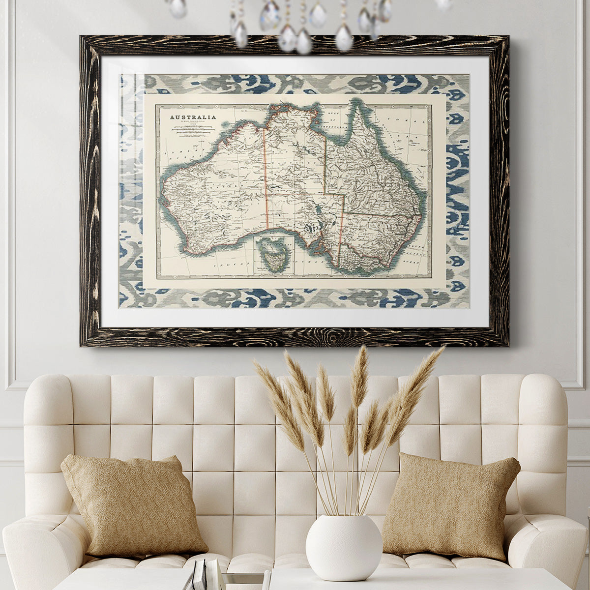 Bordered Map of Australia-Premium Framed Print - Ready to Hang