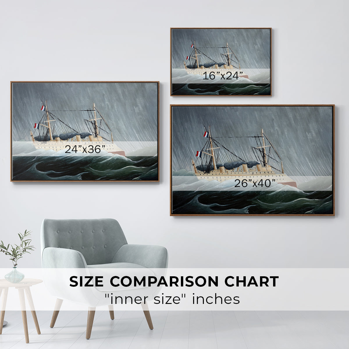 A Ship in the Storm, c. 1899 - Floater Framed Canvas Print