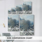 Size comparison chart for canvas art prints, showing multiple size options.