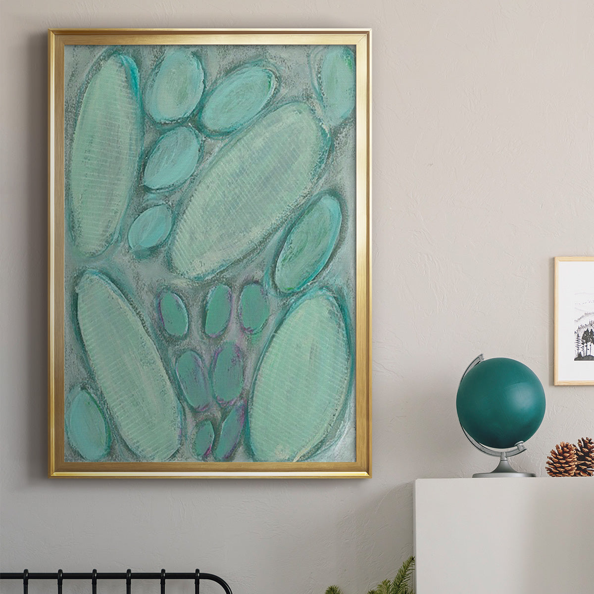 Blue Orbs I - Modern Framed Canvas Print