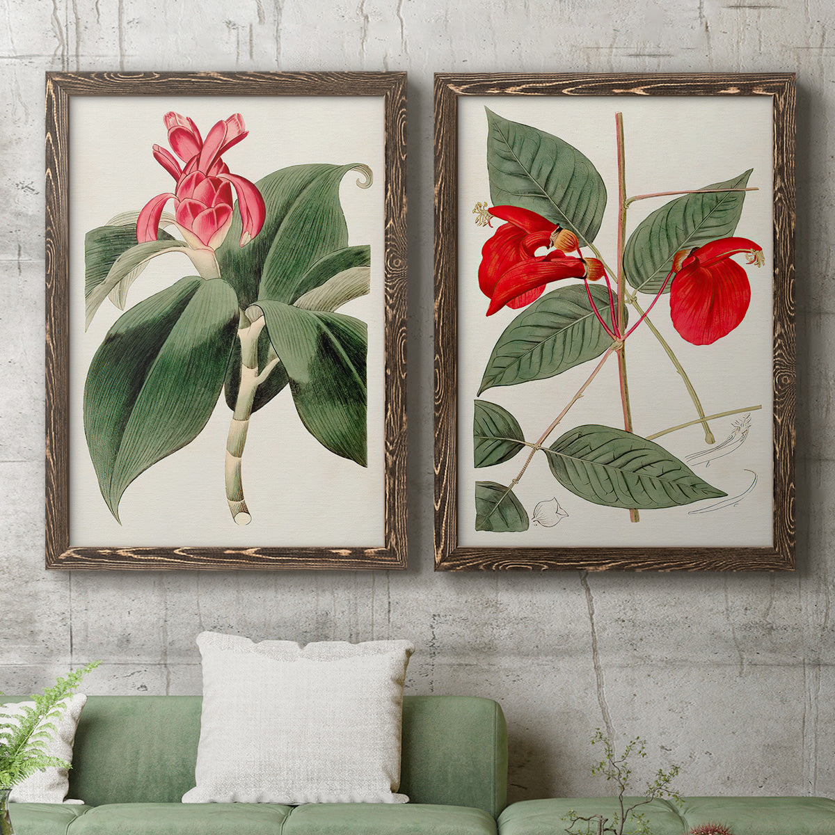 Flora of the Tropics I - Premium Framed Canvas 2 Piece Set - Ready to Hang