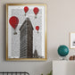 Flat Iron Building and Red Hot Air Balloons - Modern Framed Canvas Print